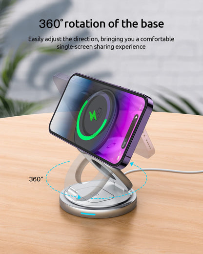 Magnetic Charging Stand with 3-in-1 Rotating Features