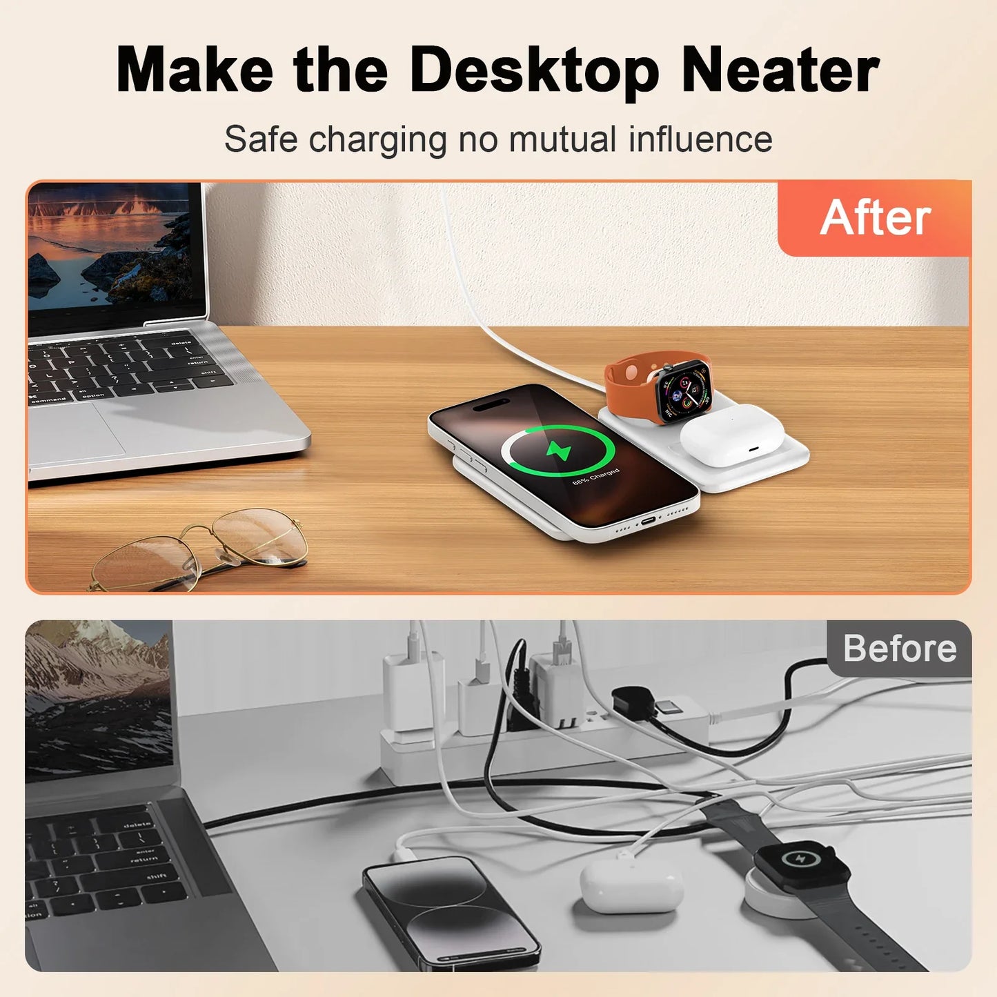 3-in-1 Magnetic Charging Station – Foldable Design