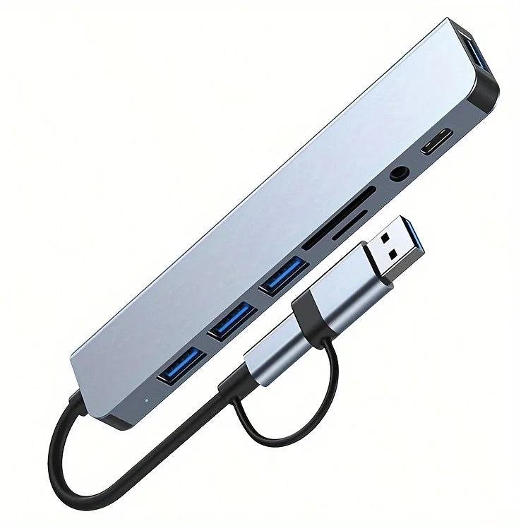 Multi-Function USB-C Hub with 8 Ports