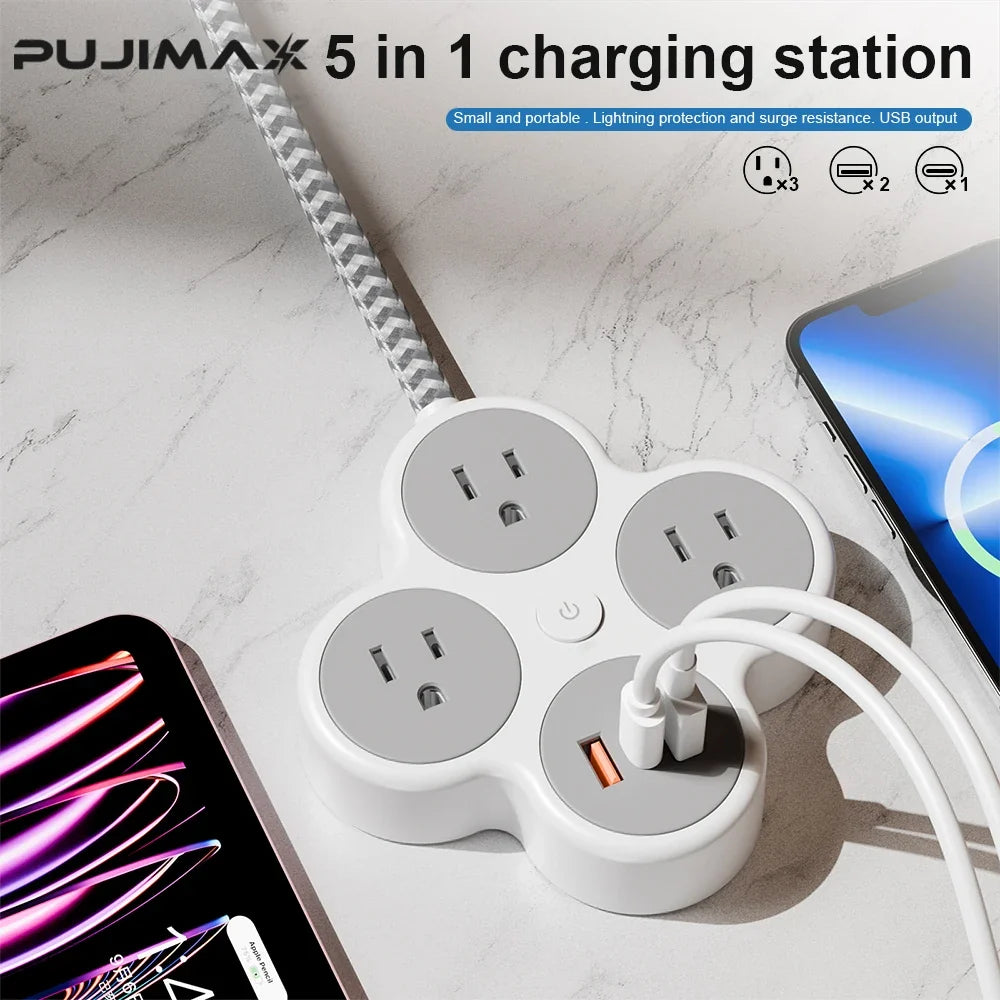 Multi-Outlet Power Strip with Braided Cable