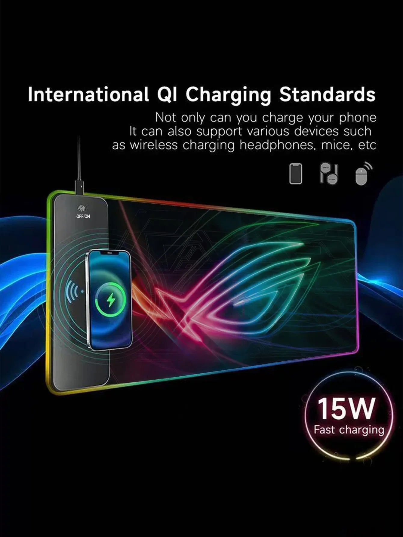 15W RGB Wireless Charging Pad for Enhanced Illumination