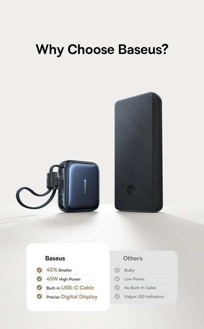 Compact Portable Charger with Integrated Cable