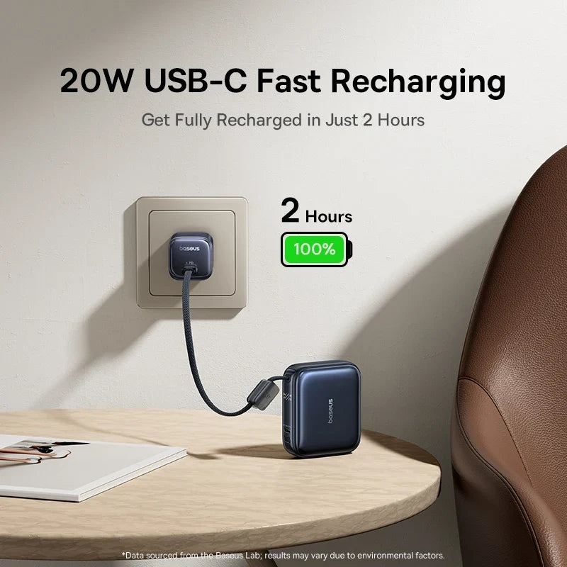Compact Portable Charger with Integrated Cable