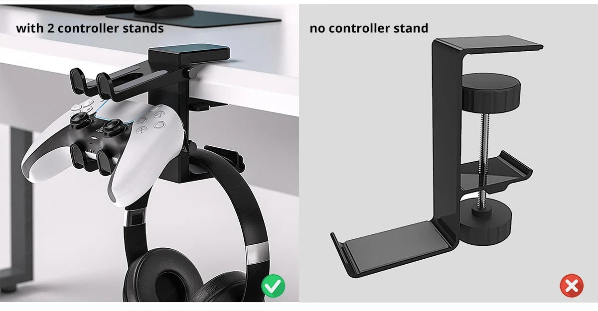 Headphone Stand with Dual Controller Holder