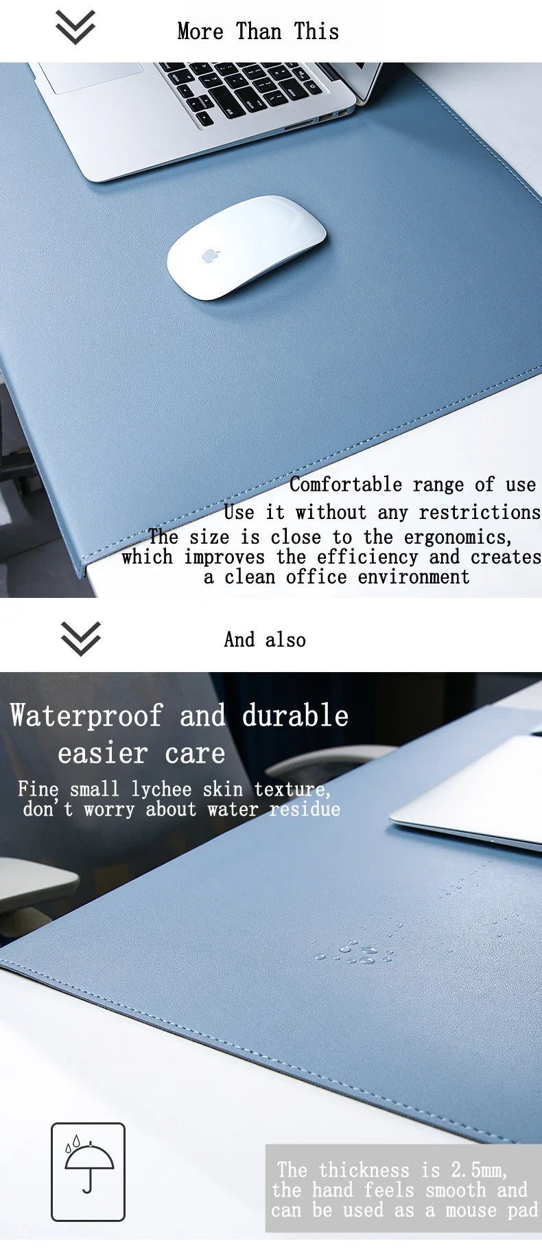 Wrist Support Desk Mat in PU Leather