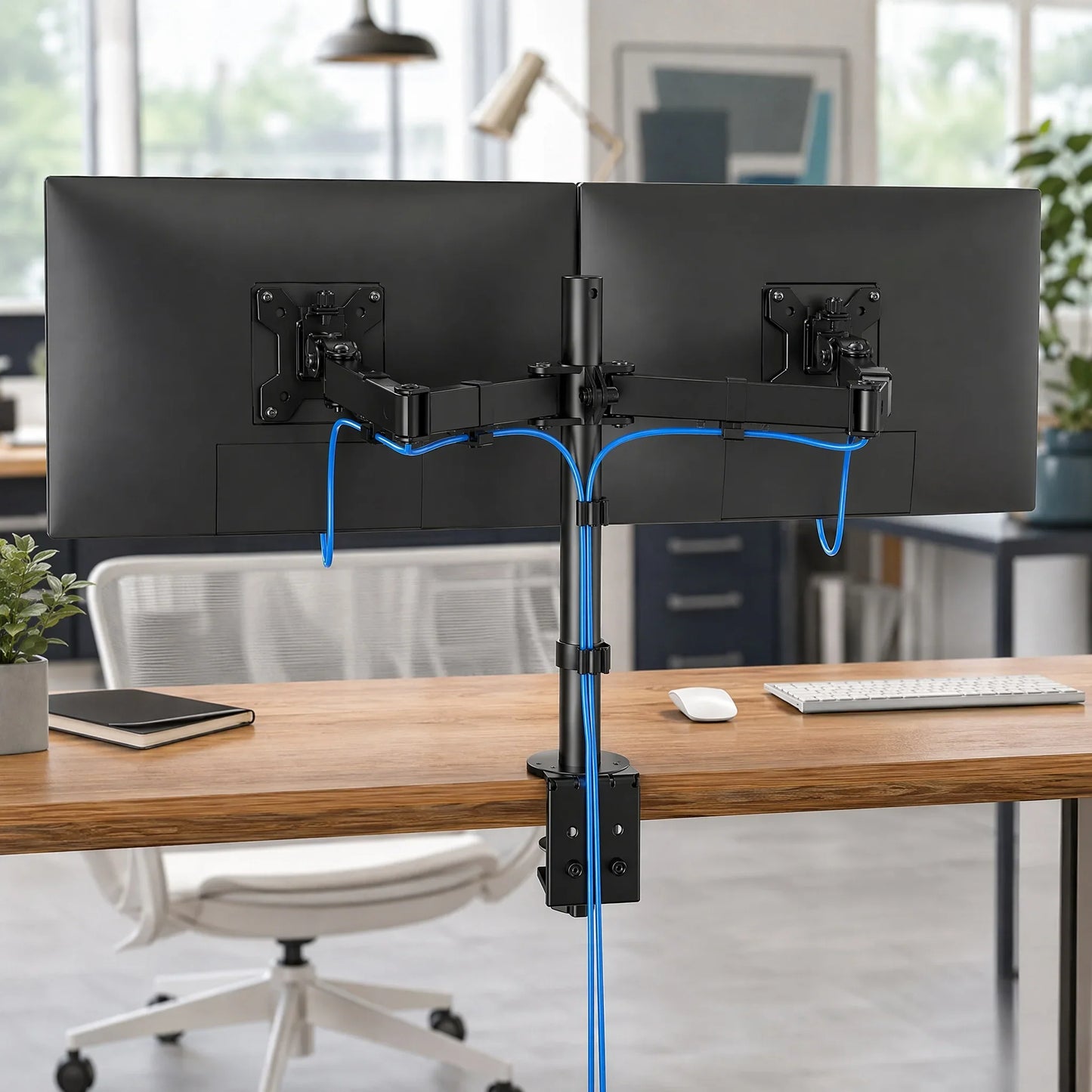 Heavy-Duty Dual Monitor Stand for Two Screens