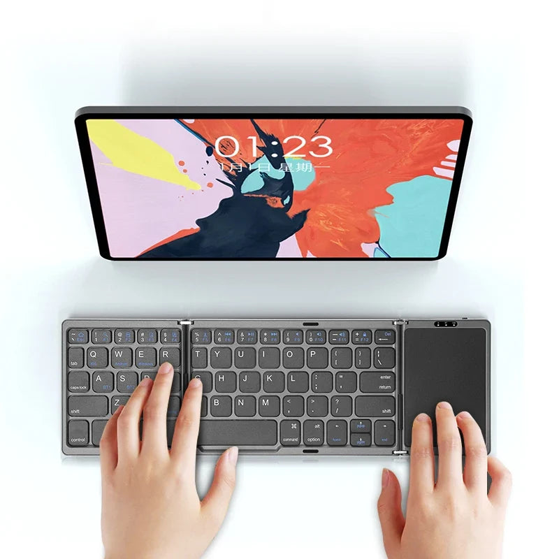 Compact Bluetooth Keyboard with Touchpad – Foldable Design