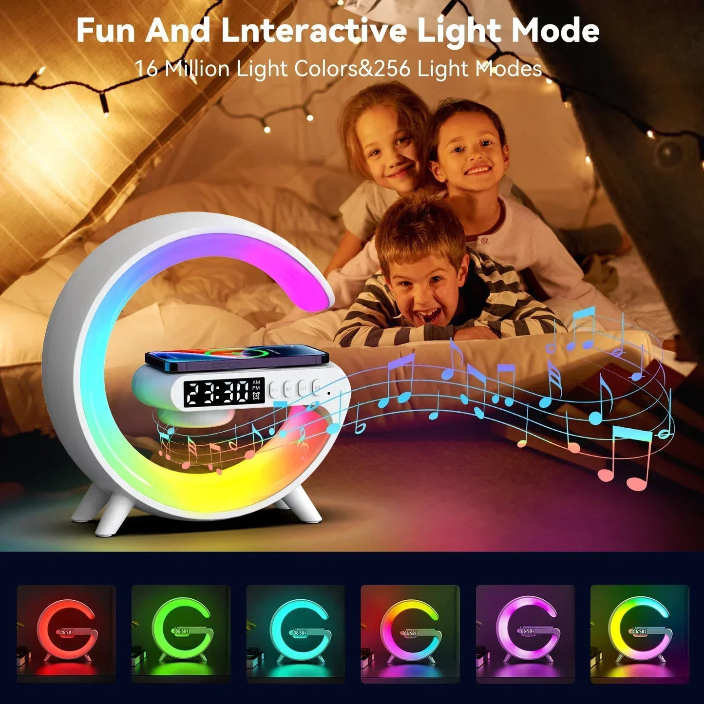Wireless Charging Stand with RGB Alarm Clock Feature