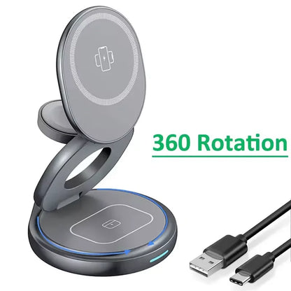Magnetic Charging Stand with 3-in-1 Rotating Features