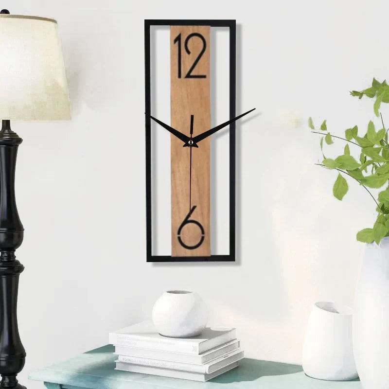 Elegant Vertical Wall Clock with Natural Wood Frame