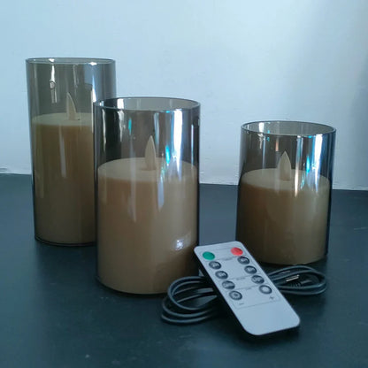 Set of 3 Rechargeable LED Candles with USB Charging