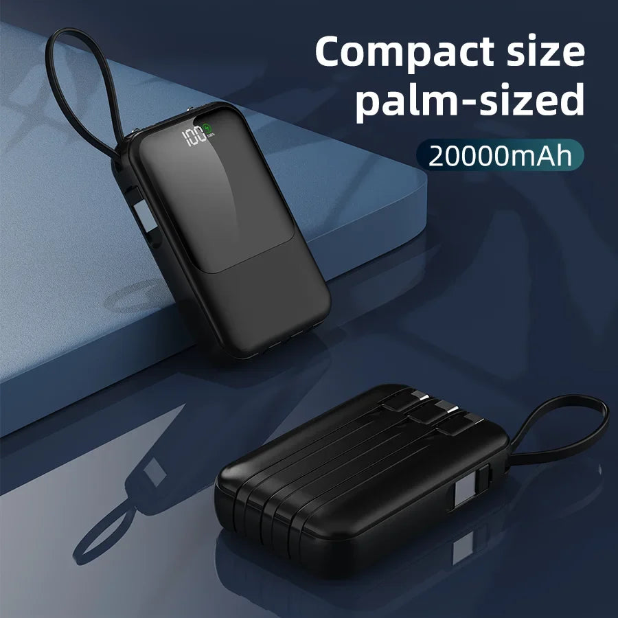 Power Bank with Integrated Cable – High Capacity Portable Charger