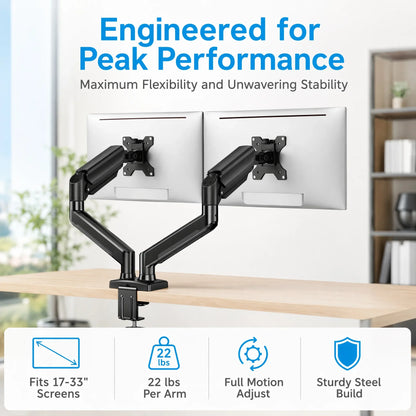 33-Inch Dual Monitor Stand with Adjustable Arms