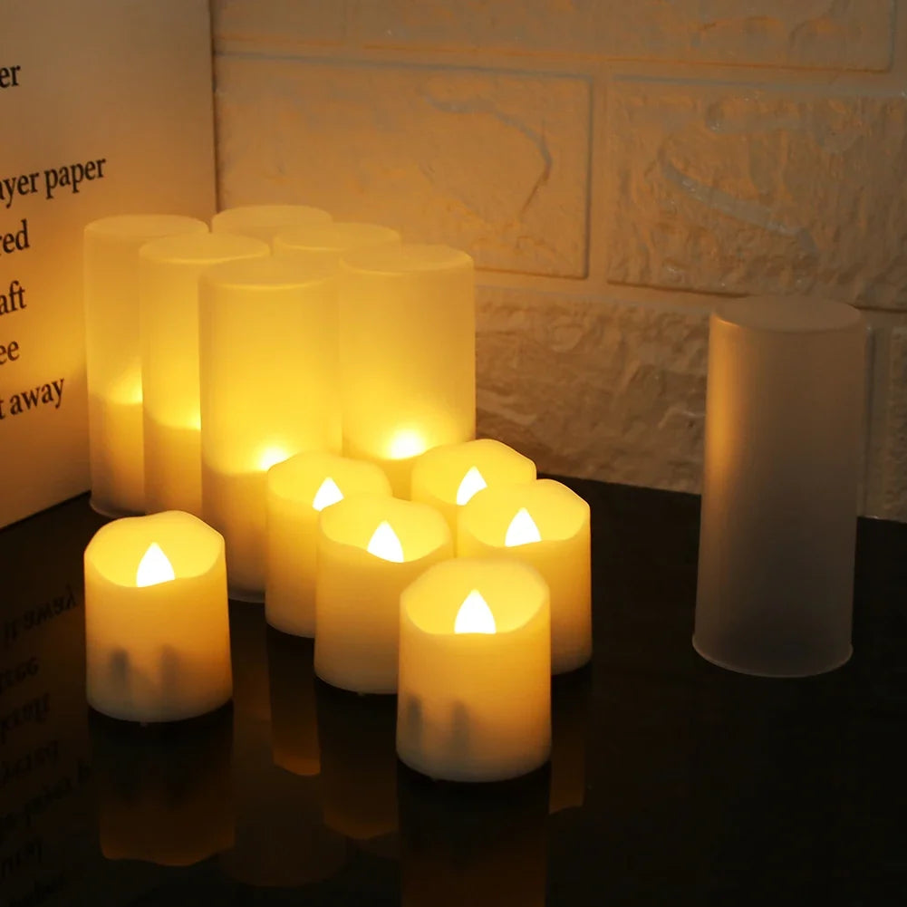 Set of 6 Rechargeable LED Candles with Timer Function