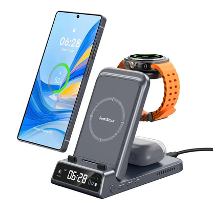 3-in-1 Wireless Charging Dock – Foldable Design for Devices