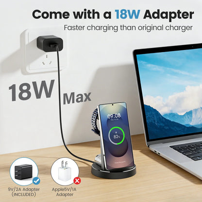 3-in-1 Wireless Charging Station with Magnetic FlexCharge Design