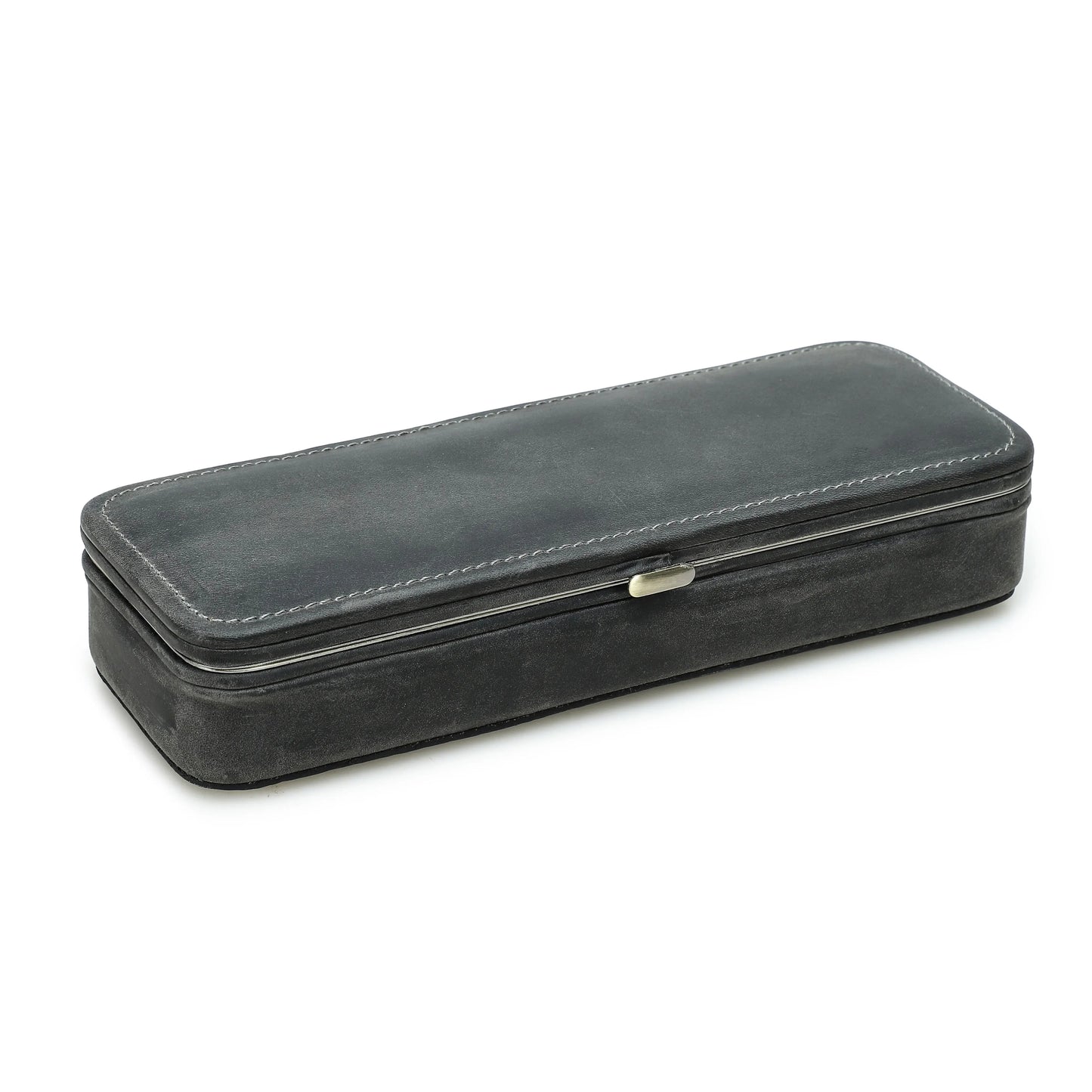 Leather Pen Holder with Three Compartments in Vintage Design