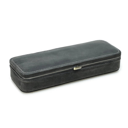 Leather Pen Holder with Three Compartments in Vintage Design