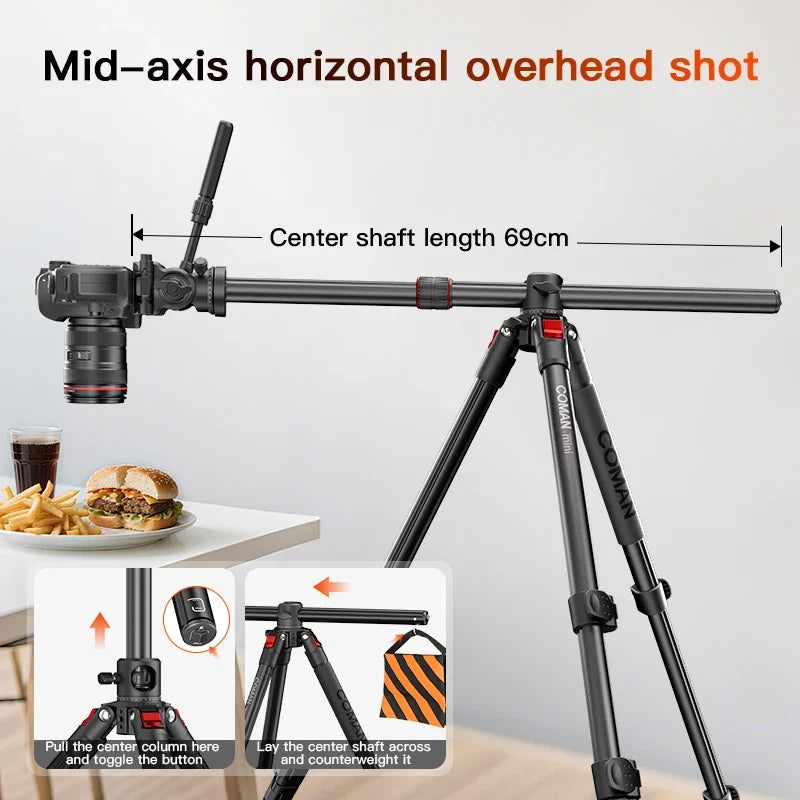 Compact Overhead Tripod for Cameras