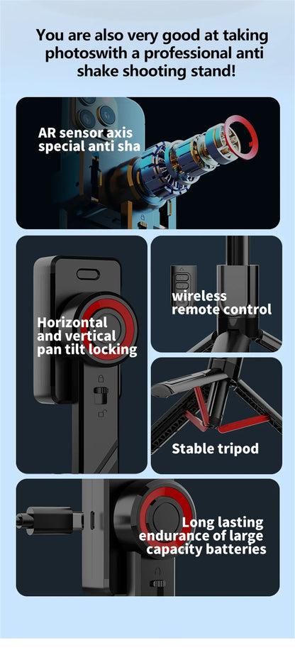 Wireless Gimbal Tripod Stabilizer with Bluetooth Connectivity
