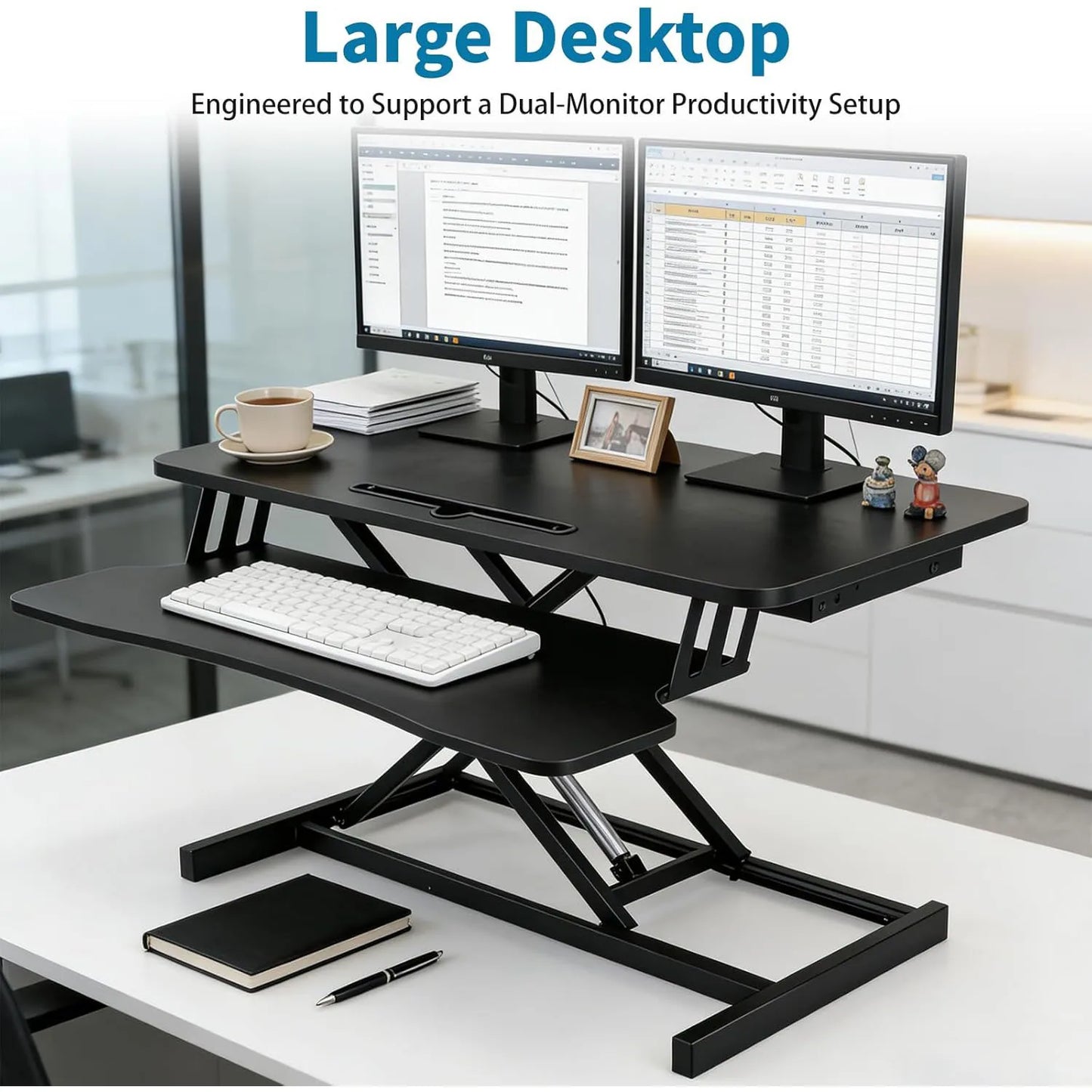 Desk Converter with Keyboard Shelf – Height Adjustable Workstation