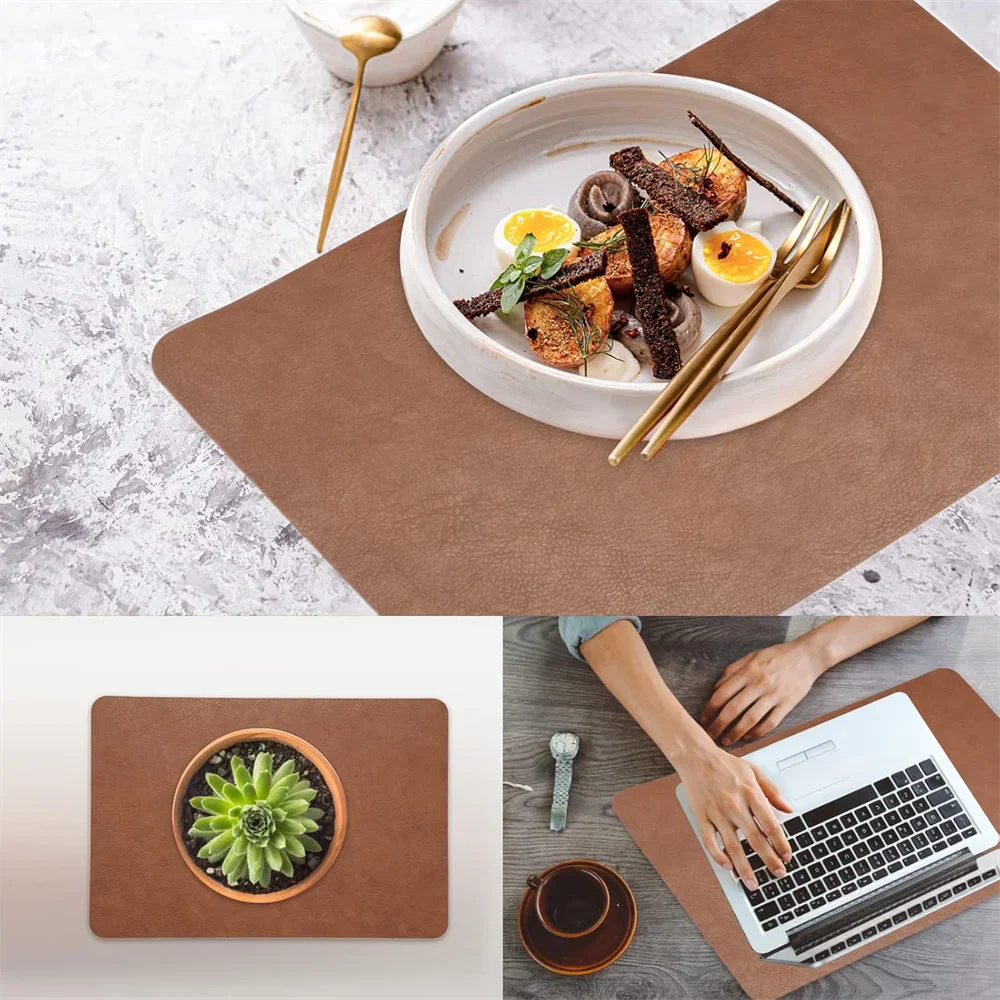 Stylish & Practical Reversible Faux Leather Placemats