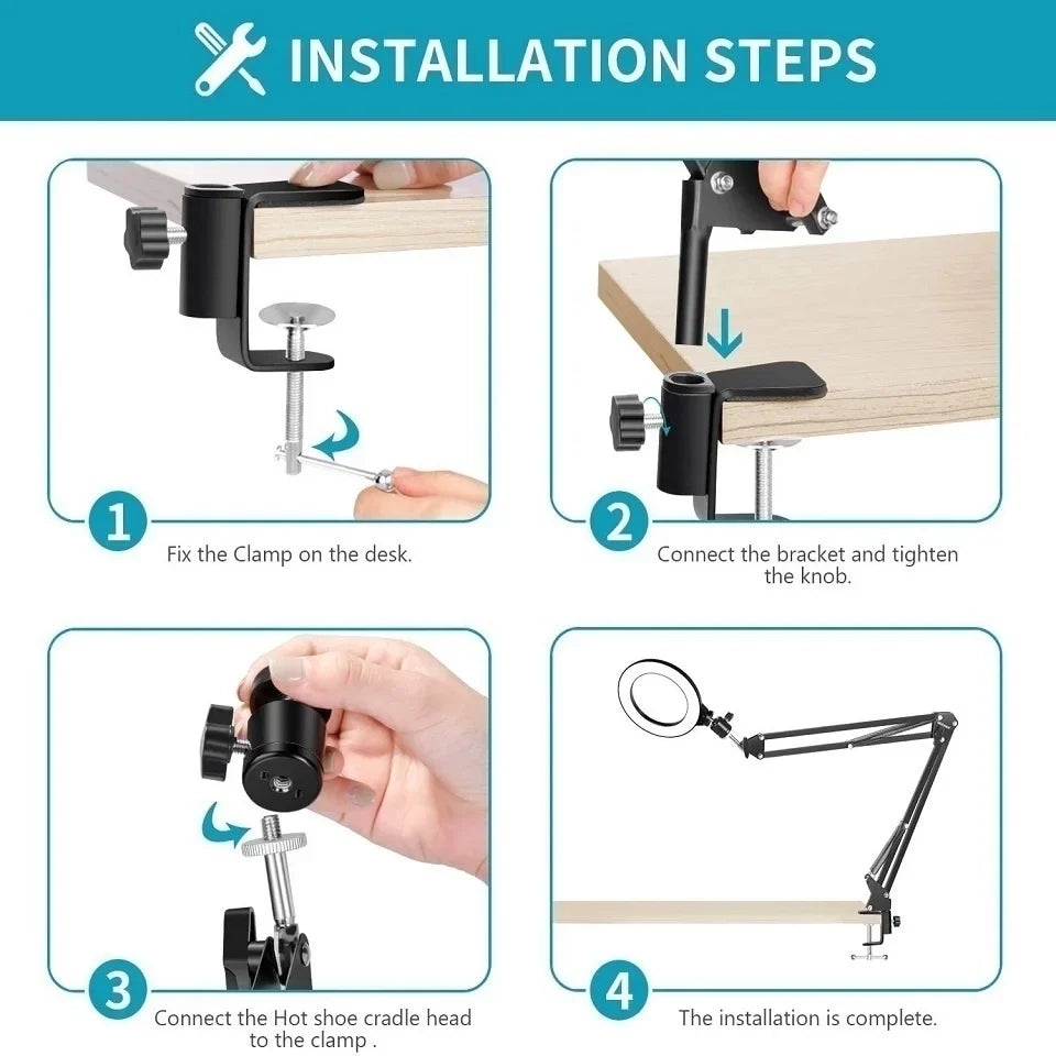 Phone Stand with Selfie Ring Light for Enhanced Photography