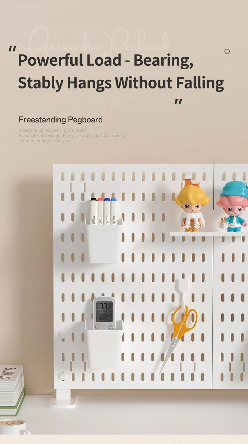 Desktop Organizer with Pegboard Design - Simple Setup, No Drilling Required