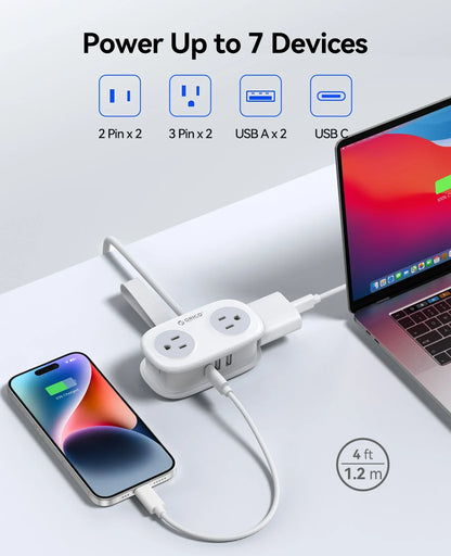 Travel-Friendly Power Strip with Cord Organization
