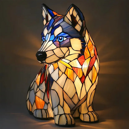 Enchanting Pooch Stained Glass Accent Lamp