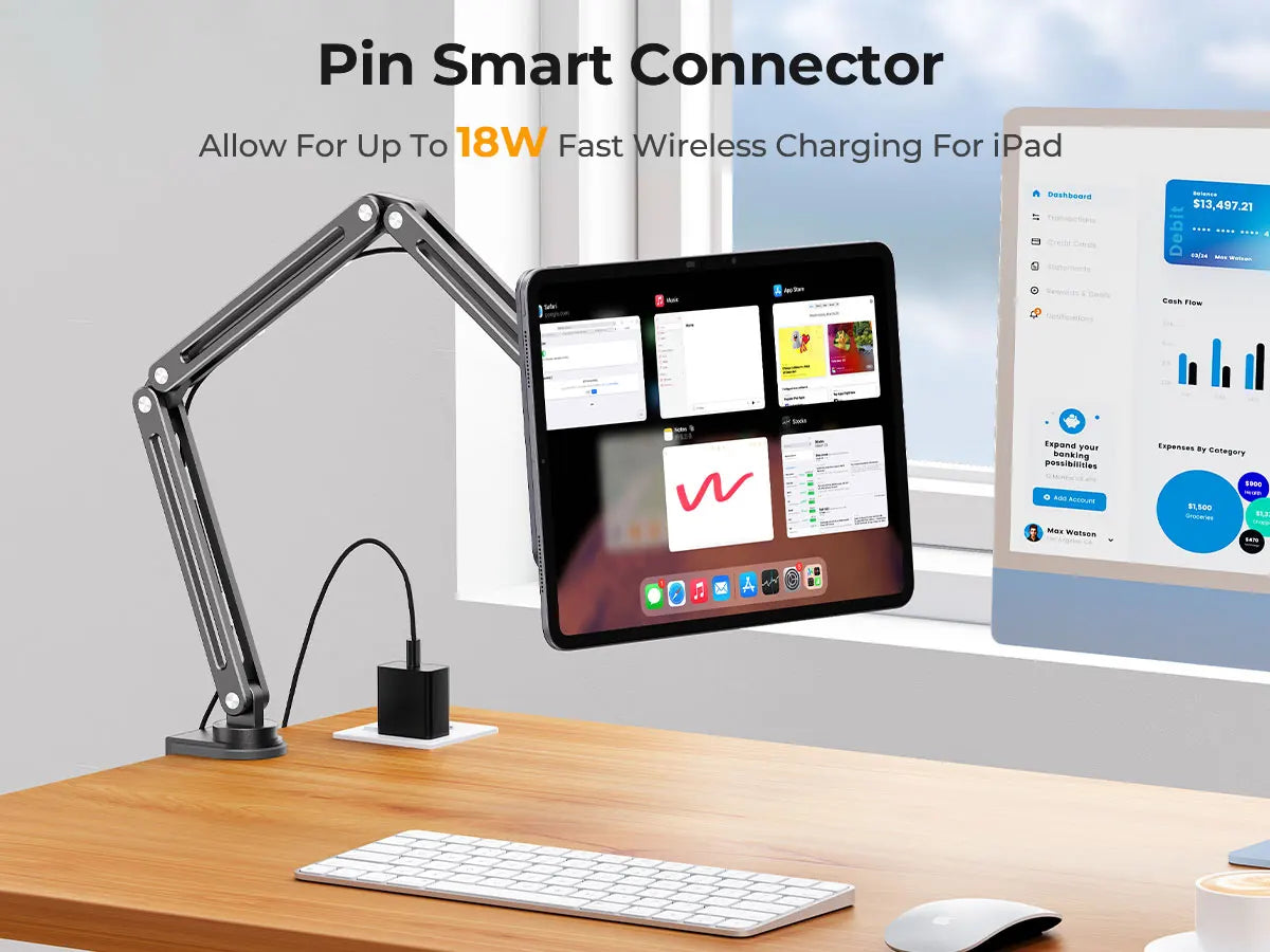 Magnetic Charging Stand and Desk Mount for iPad