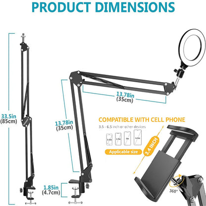 Phone Stand with Selfie Ring Light for Enhanced Photography