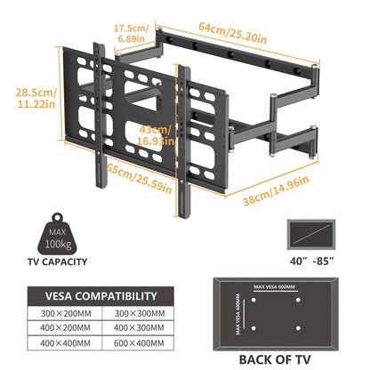 Adjustable Wall Bracket for TVs with Full Motion Capability