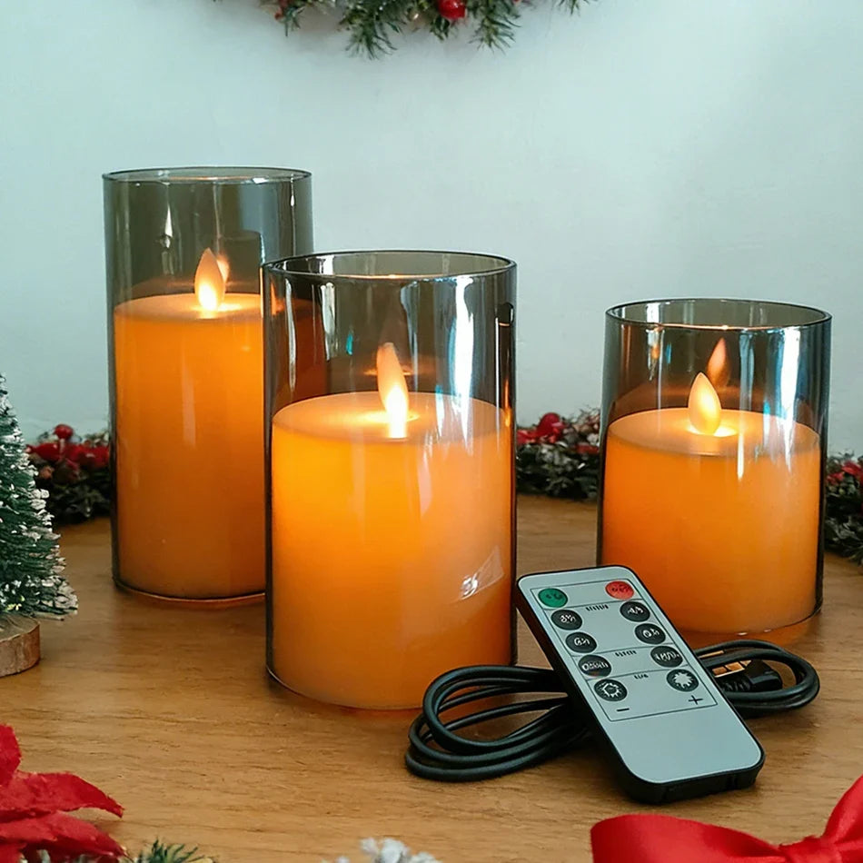 Set of 3 Rechargeable LED Candles with USB Charging