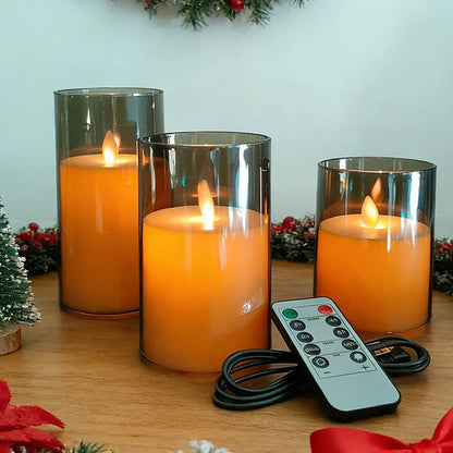 Set of 3 Rechargeable LED Candles with USB Charging