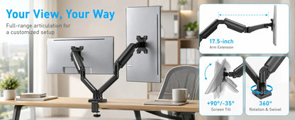 33-Inch Dual Monitor Stand with Adjustable Arms