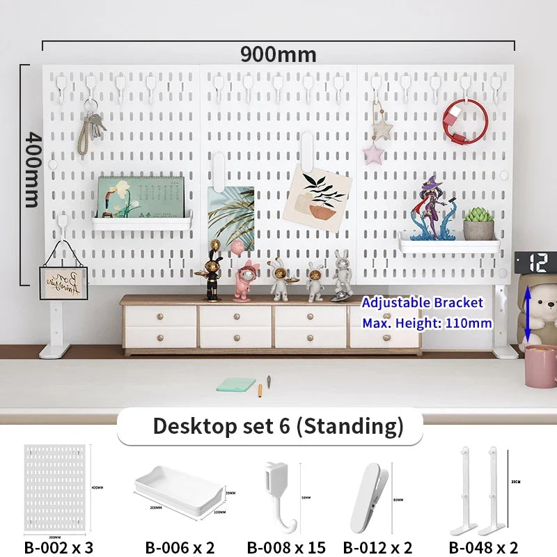 Desktop Organizer with Pegboard Design - Simple Setup, No Drilling Required