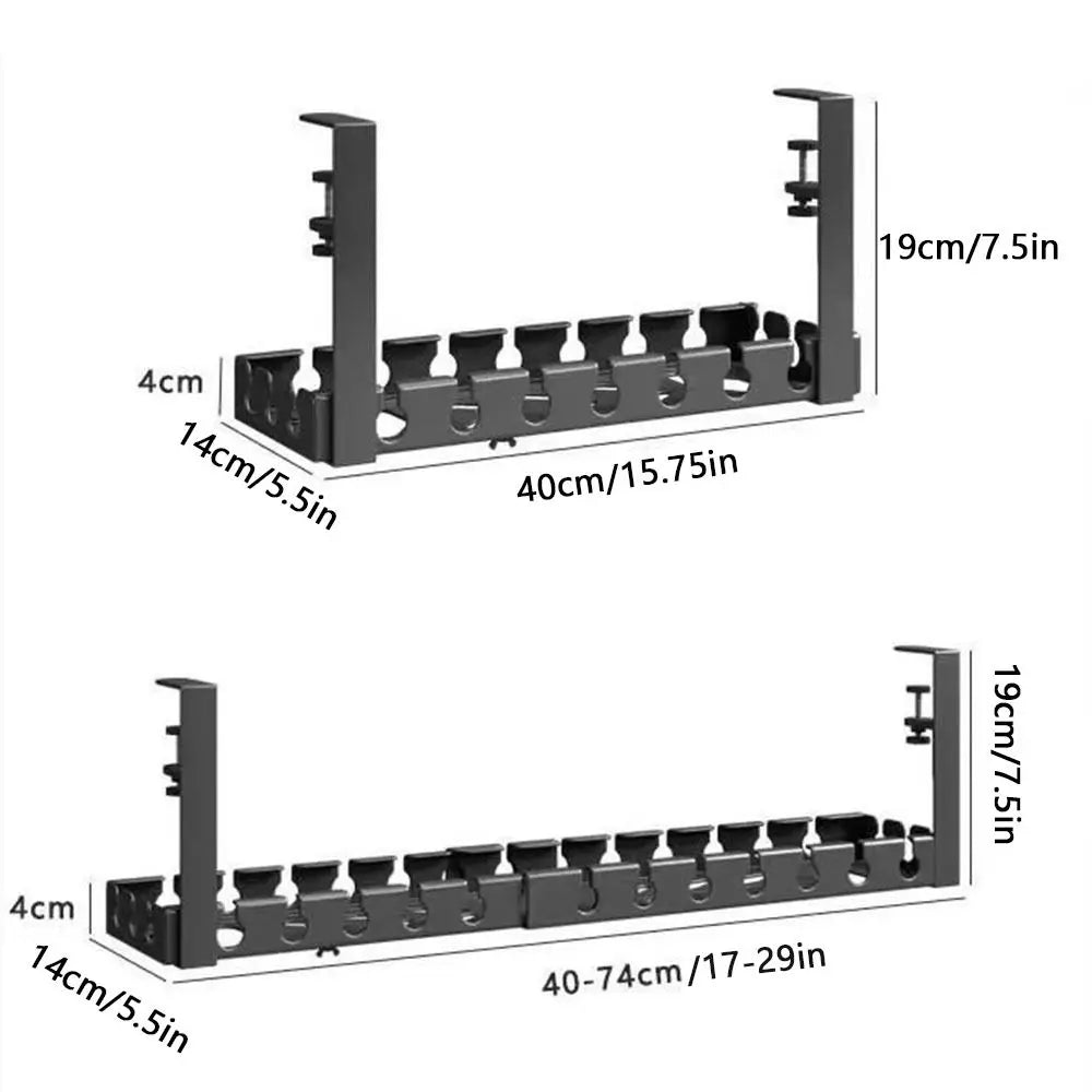 Adjustable Cable Organizer Tray for Under-Desk Use