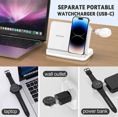 Wireless Charging Station with LED Clock – 6 Functions