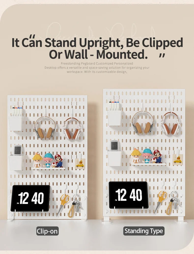 Desktop Organizer with Pegboard Design - Simple Setup, No Drilling Required