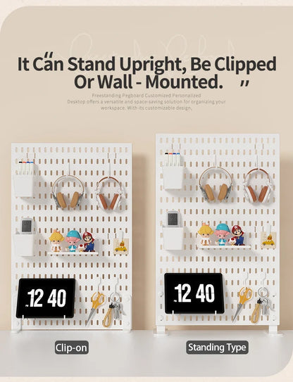 Desktop Organizer with Pegboard Design - Simple Setup, No Drilling Required