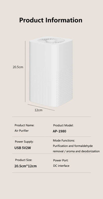 Compact HEPA Air Cleaner for Desktop Use