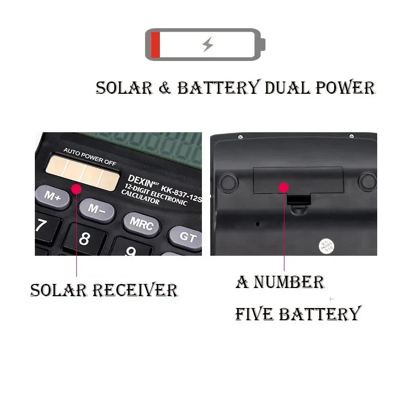 Solar-Powered Desktop Calculator with 12 Digits