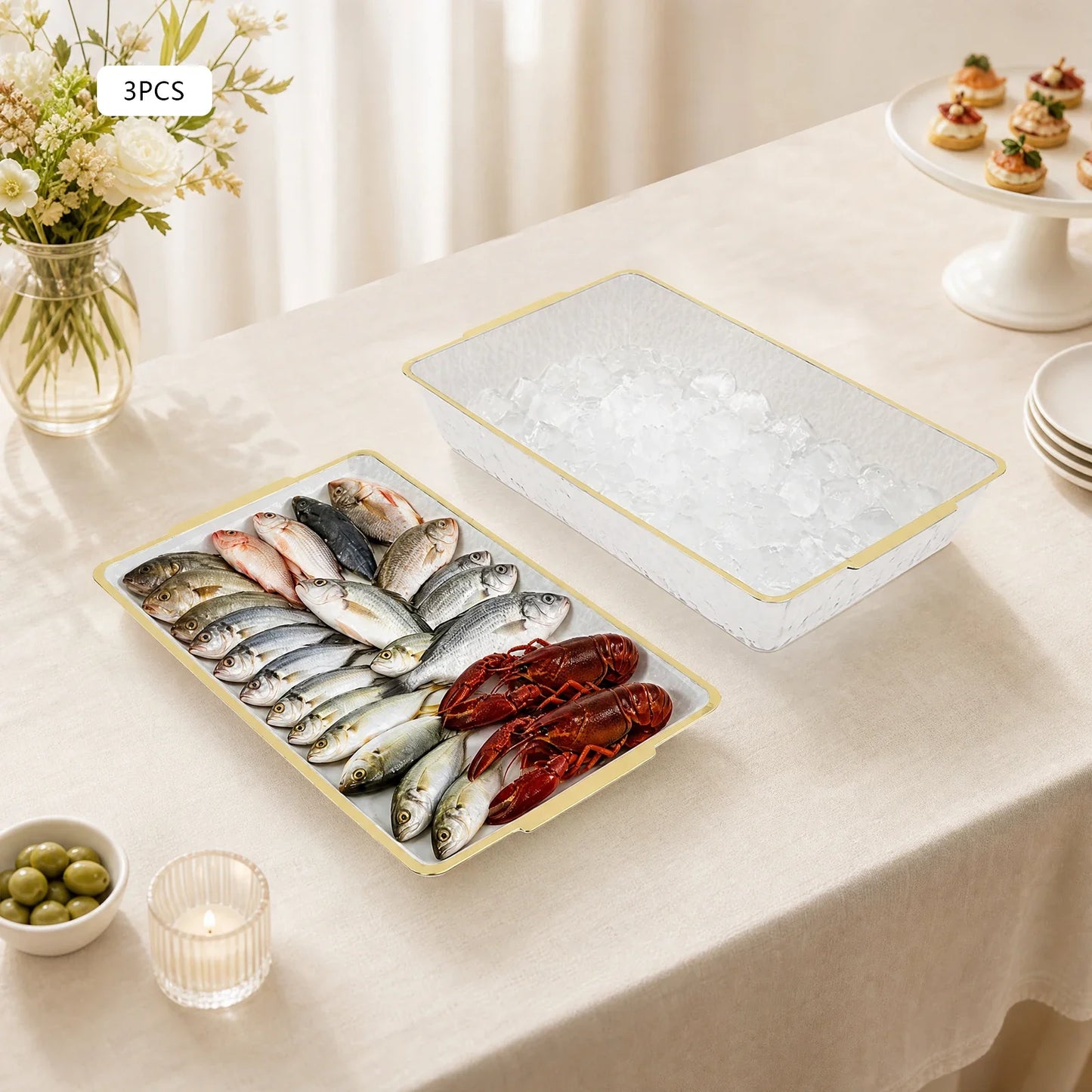 Serving Set with Chilled Tray and Bowls