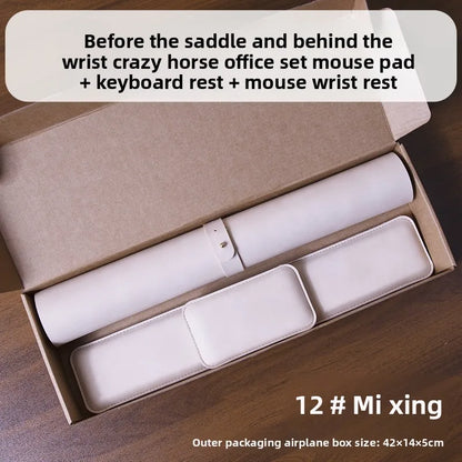 Desk Mat and Wrist Support Set in Leather