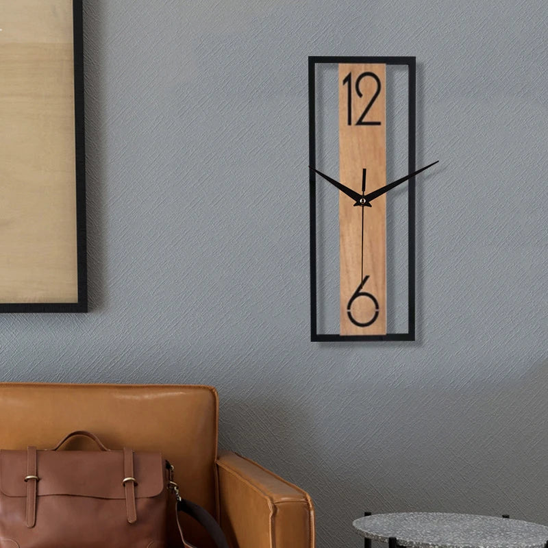 Elegant Vertical Wall Clock with Natural Wood Frame