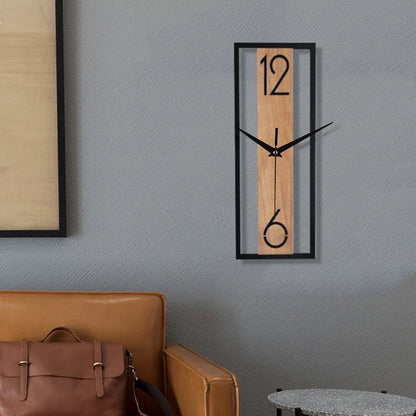 Elegant Vertical Wall Clock with Natural Wood Frame