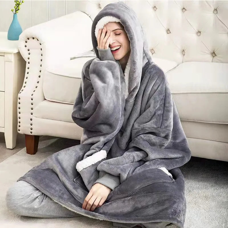 Cozy Fleece Hoodie Blanket in Extra Large Size for Warm Comfort