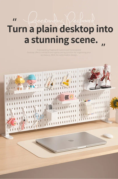 Desktop Organizer with Pegboard Design - Simple Setup, No Drilling Required