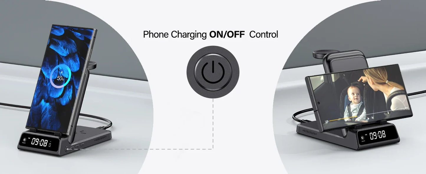 3-in-1 Wireless Charging Dock – Foldable Design for Devices